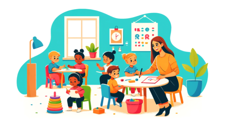 Depicting children playing in daycare. Featured image for the blogpost on Daycare Franchise.